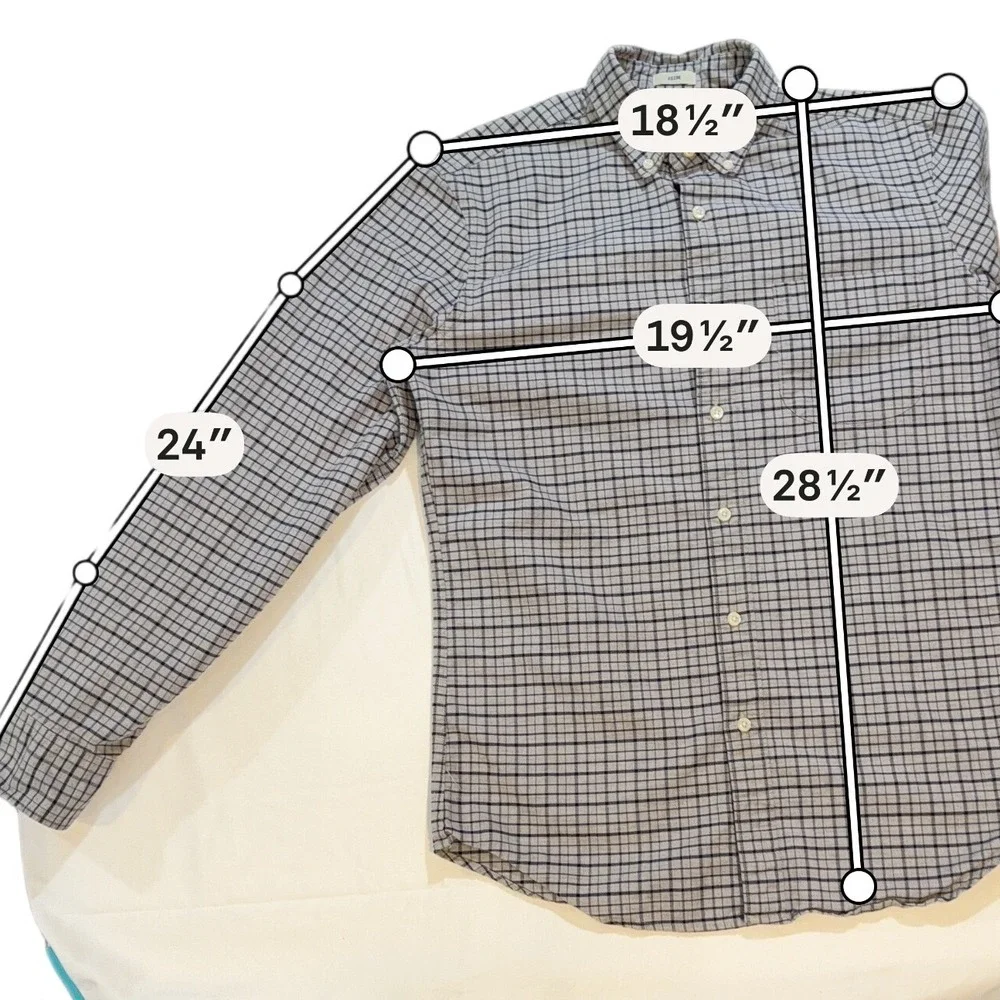 J.Crew Slim American Pima Cotton Blue Gray Check Button Shirt S